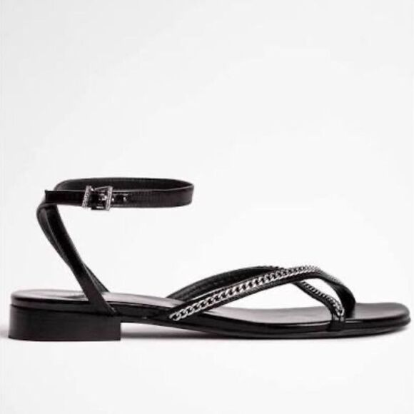 NWOB Zadig & Voltaire Rockzy Vintage Chains Sandals size 37 - Picture 1 of 9